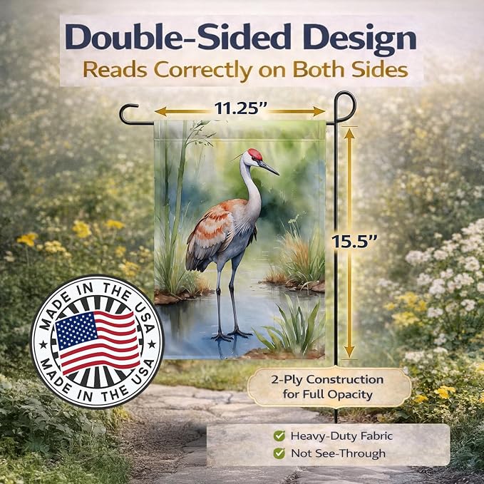 Caroline's Treasures Sandhill Crane Garden Flag Mailbox Flag Decorative Yard Flag Banner Outside Patio Artwork Yard Flower Beds, Garden Size, Multicolor