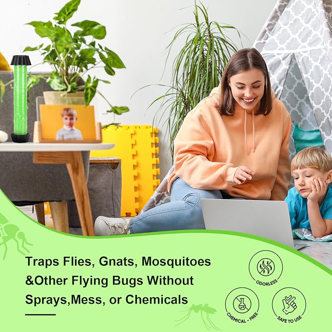 8 Pcs Fly Traps for Indoor Outdoor Hanging Fruit Fly Stick Trap Sticky Mosquito for Home Insect 10 x 2.5 Inches (Stylish,Green and Black)
