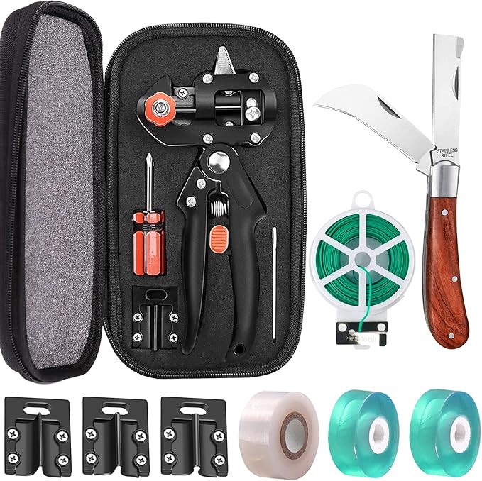 Garden Grafting Tool Kit for Fruit Trees, Includes Grafting Knife, Grafting Tape, Plant Twist Ties for Propagation