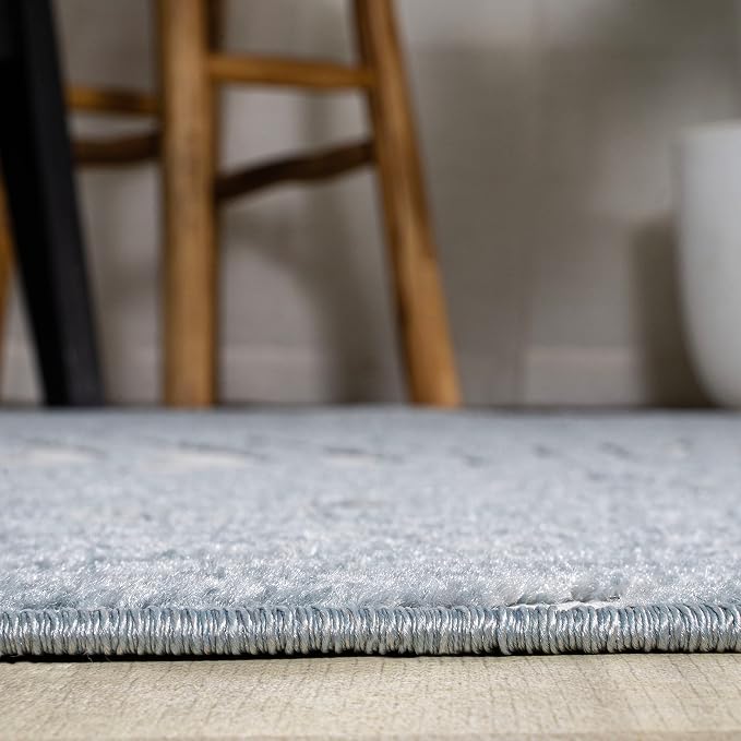 JONATHAN Y Maribo High-Low Abstract Striped Light Blue/Ivory 5' Round Indoor/Outdoor Area Rug, Pet Friendly, Non-Shedding, Stain Resistant, Easy-Cleaning for Backyard, Patio, Porch (SCN103C-5R)