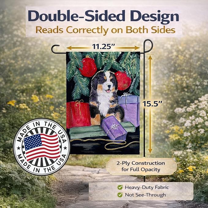 Caroline's Treasures SS8583GF Bernese Mountain Dog Garden Flag Mailbox Flag Decorative Yard Flag Banner Outside Patio Artwork Yard Flower Beds, Garden Size, Multicolor