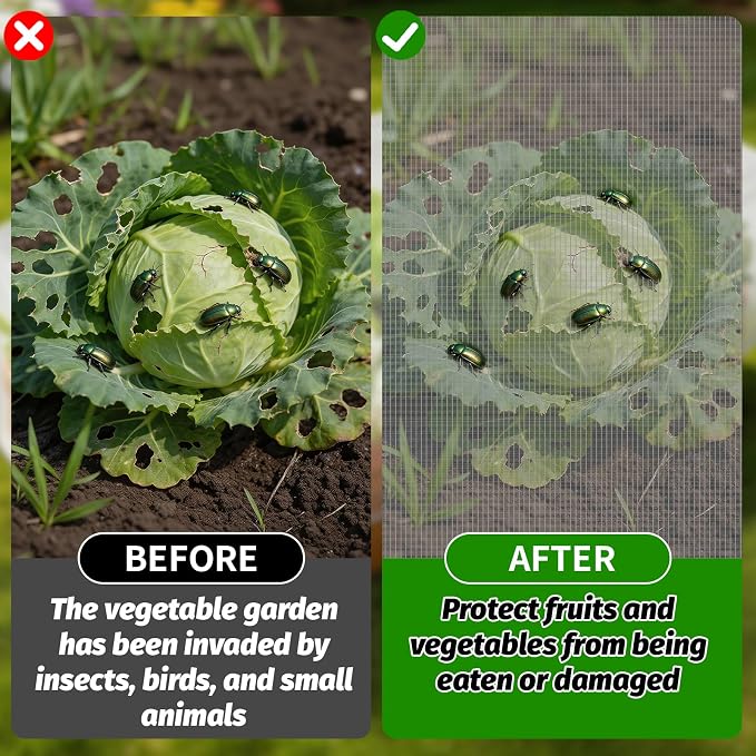 4 Packs Garden Netting for Raised Beds, 4x2 FT Raised Bed Plant Covers, Plant Netting with Drawstring for Protecting Vegetables Fruits Flowers Raised Beds