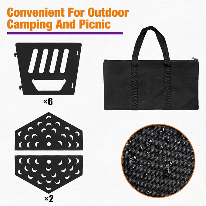 24-inch Portable Fire Pit for Outdoor | High Temperature Resistance Fire Pit For Camping|Backyard|Garden Picnic Patio And Beach|Comes With A Carry Bag