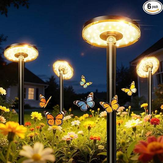 KOOPER 3X Larger & Taller Solar Pathway Lights Outdoor, 6 Pack Metal Solar Powered Garden Lights Waterproof, 2 Lighting Modes Adjustable Solar Landscape Path Lights for Outside Yard Walkway Driveway