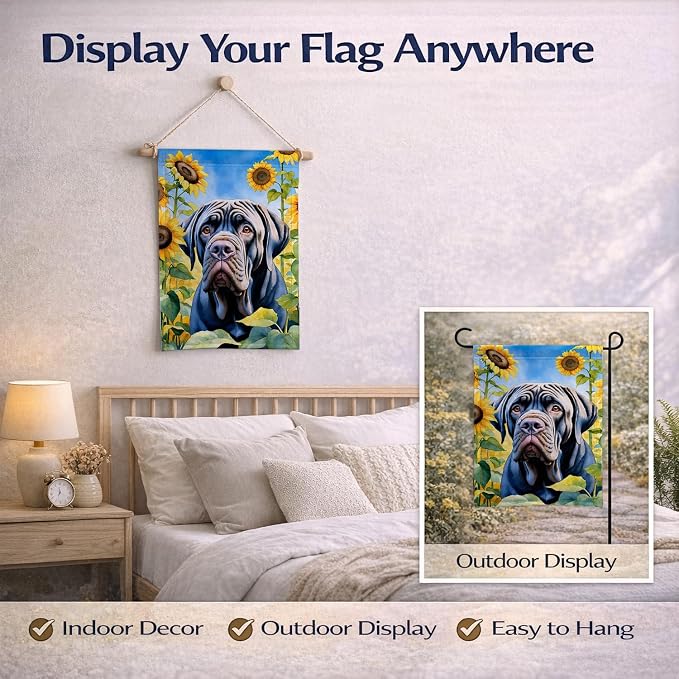 Caroline's Treasures DAC6122GF Neapolitan Mastiff in Sunflowers Garden Flag Mailbox Flag Decorative Yard Flag Banner Outside Patio Artwork Yard Flower Beds, Garden Size, Multicolor