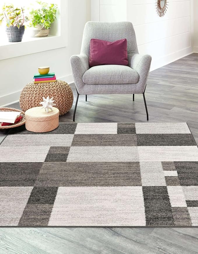 Unique Loom Autumn Collection Area Rug - Providence (5' 3" Square, Gray/ Ivory)