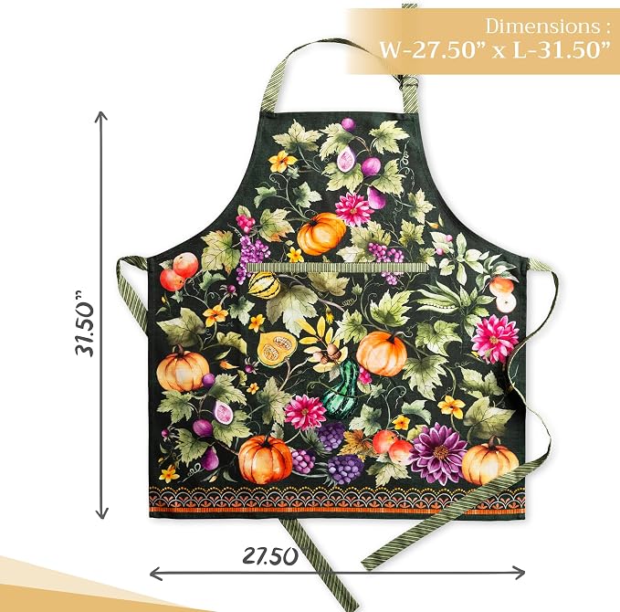 Maison d' Hermine Aprons for women with Pocket 100% Cotton (27.50"x31.50") | Adjustable Neck Strap & long ties Apron Men Chef Wedding Cooking Gardening Server Maid