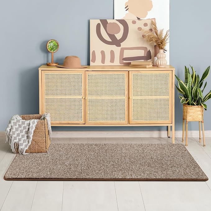 Chicrug Memory Foam 2x8 Runner Rugs for Hallway Entryway Bedroom | Low-Pile Long Carpet Runner Rug for Kitchen, Kids Rug for Bedside Dorm Room Decor, Brown and White