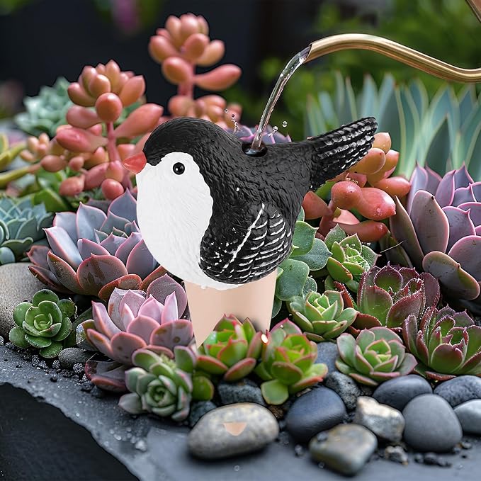 Yeswhat Self Watering Plant Spikes 4 Pack, Terracotta Automatic Plant Waterer for Indoor Outdoor Plants, Slow Release Watering Stakes, Vacation Plant Watering Devices for Potted Plants Garden(Bird)