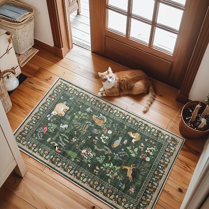Machine Washable Throw Rugs for Entryway: Door Mat Indoor Entrance 2x3 Rug Small Area Rug Non-Slip Low Pile Soft Kitchen Rug for Front Door Indoor Entrance Entry Bedside Kids Room