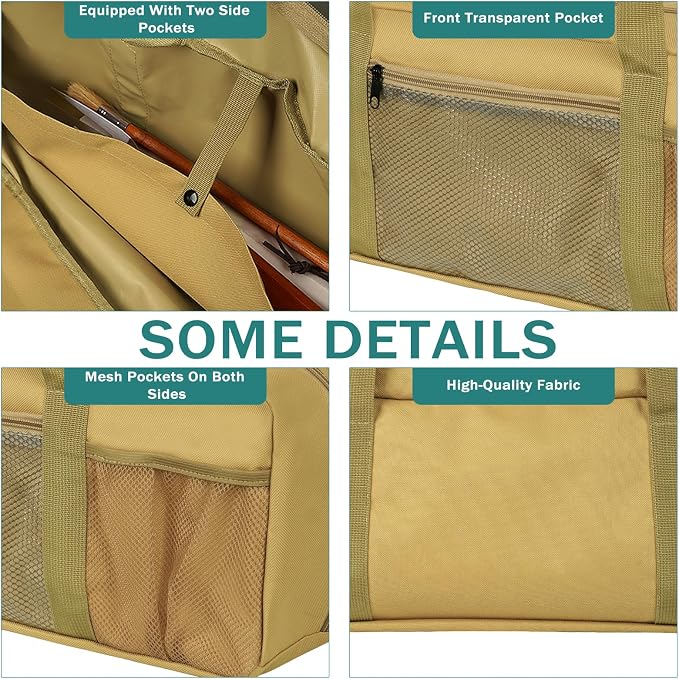Grill Tool Storage Bag, Large Grill Utensil Storage Caddy with Pockets, Portable Grill Accessory Storage Bag for Outdoor Camping & BBQ (Brown)