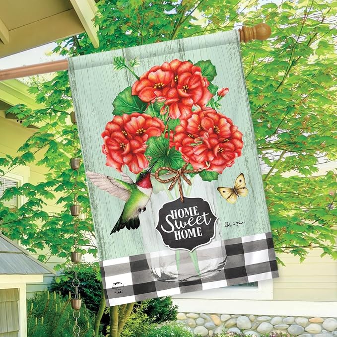 Briarwood Lane Home Sweet Home Geraniums Summer House Flag