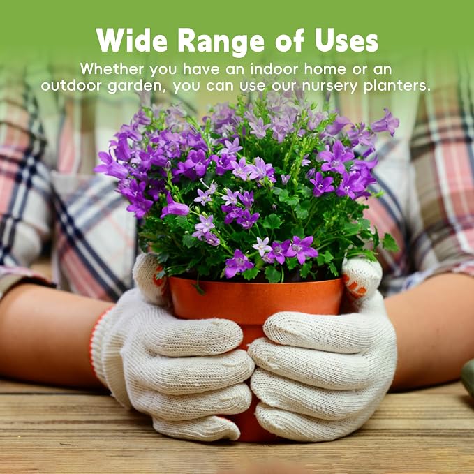 HOSTIC 8 Inch Nursery Pot Seedling Pot Plant Container Seed Starting Pots Multipurpose Plastic Pots 100 Packs
