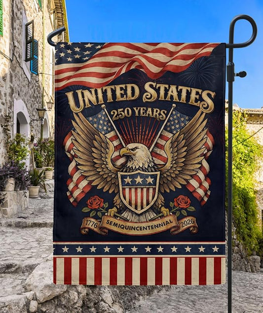 1776-2026 Commemorative, 250 Anniversary Usa Flag, Dualided Design, American 250th Anniversary Patriotic Design, American Flag With Eagle, Garden Flags For Outside 2 (12x18 Inch)