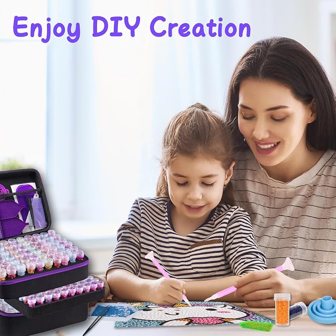 LEIYULY 180 Slots Storage Container for Diamond Art Kits with Diamond Art pens Tools and Portable Bead Storage Boxes