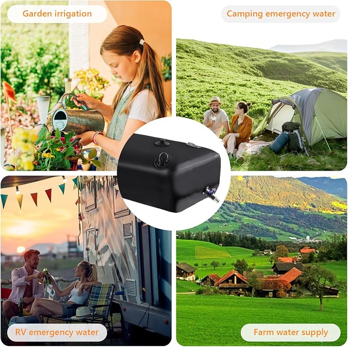 Rodelna Water Storage Bladder, Water Tank, 265GAL Foldable Portable Water Storage, Large Water Storage Containers with 3/4" PVC Spigot Kit for Camping, Garden, Emergency Water Storage