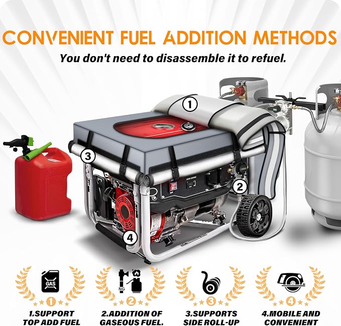 2026 Upgrade 900D+210D Heavy Duty Thicken Fabric. GUYISS Generator Covers While Running. 360° All-round Double-layer Protection. 30’’L×30’’W×27’’H. The Top can be Opened for Adding fuel. Gray.