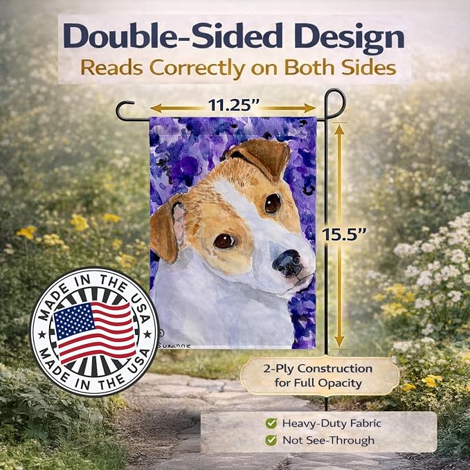 Caroline's Treasures SS8740GF Jack Russell Terrier Garden Flag Mailbox Flag Decorative Yard Flag Banner Outside Patio Artwork Yard Flower Beds, Garden Size, Multicolor