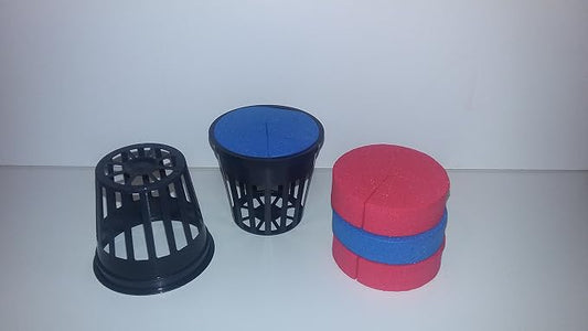 2 Inch Net Pot and EZ Clone Colored Neoprene Collar Combo - 25 Pack …
