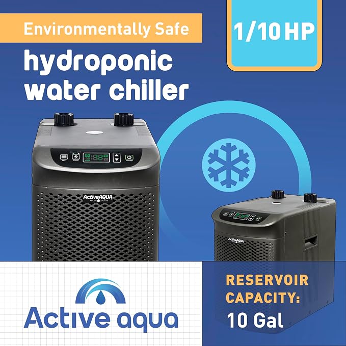 Active Aqua 0.10 HP Water Chiller with Boost | Cold Plunge & Ice Bath Cooler | Digital Temp Control | Fresh & Salt Water, Hydroponics, Aquariums | 10–40 Gal