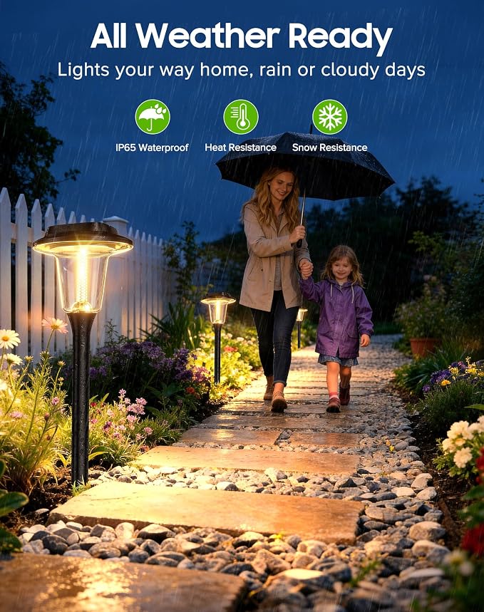 2026 New Solar Pathway Lights, 8 Pack Solar Lights Outdoor, Waterproof IP65, Upgraded Bright LED, Auto On/Off, Modern Garden Lights, Solar Powered Light for Yard, Lawn, Walkway, Driveway, Patio Decor