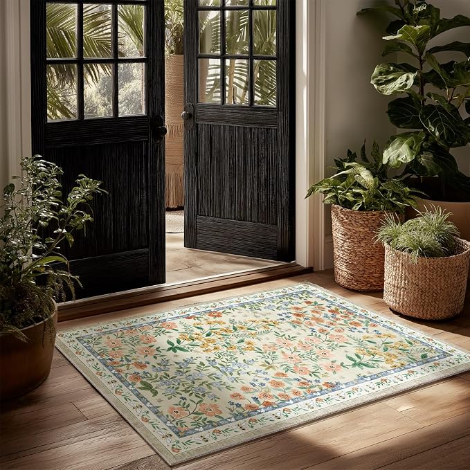 Machine Washable Area Rugs for Entryway: Door Mat Indoor Entrance 2x3 Small Throw Rug Non-Slip Low Pile Kitchen Rug for Front Door Indoor Entrance Entry Bedside Living Room
