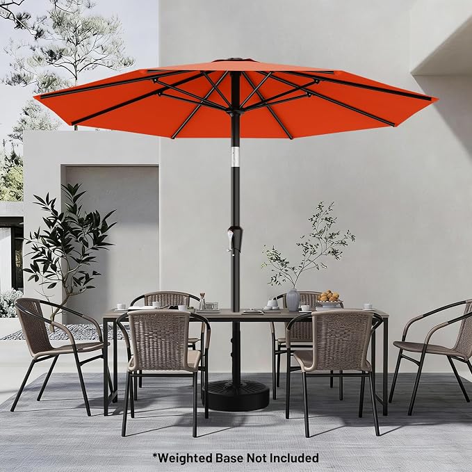 AreShark 9 FT Patio Umbrella for Outdoor, Outdoor Table Umbrella with Push Button Tilt and Crank, Outdoor Patio Umbrellas with 8 Sturdy Ribs for Market, Garden, Pool (Orange)