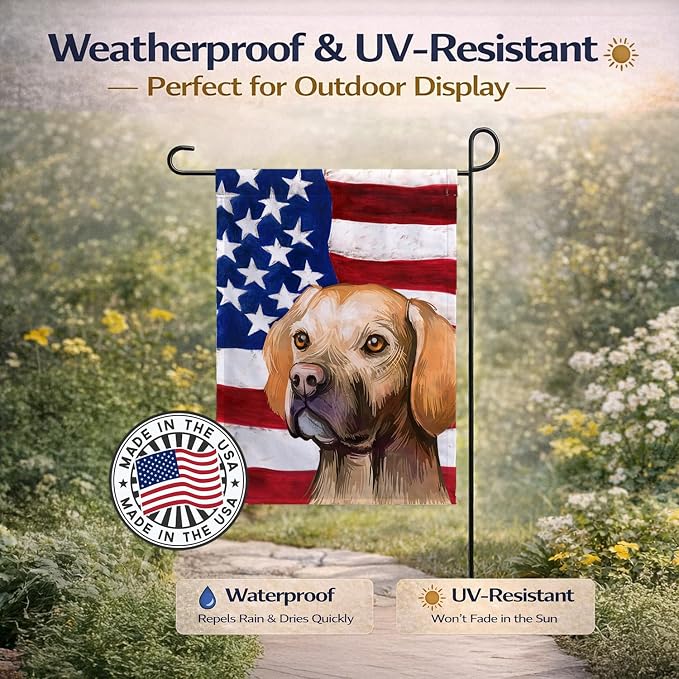 Caroline's Treasures CK6660GF Portuguese Pointer Dog American Flag Garden Flag Mailbox Flag Decorative Yard Flag Banner Outside Patio Artwork Yard Flower Beds, Garden Size, Multicolor