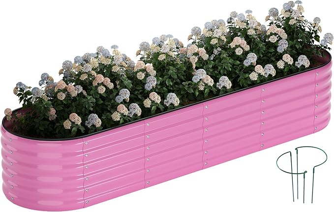 ZFHgarden Galvanized Metal Planter Raised Garden Bed Kit for Gardening Outdoor，8x2x1ft Planter Grow Garden Box Raised Flower Bed，Long Vegetable Clearance Herb Raised Garden Beds for Gardening