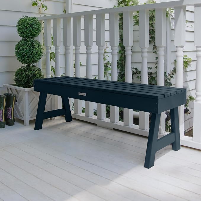 Highwood Weatherly Backless Bench, 4-Feet, Federal Blue