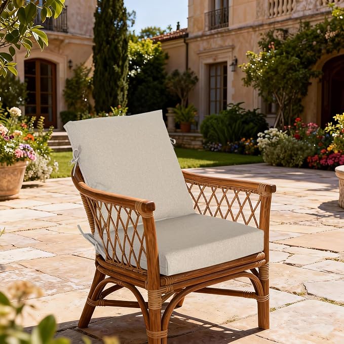 20"x20" Outdoor Universal Cushion Set of 1, Patio Cushions with Handles & Ties, Water-Proof Stain-Resistant UV Resistant Weather Resistant High Resilience Foam with YKK Zippers,Riverbed