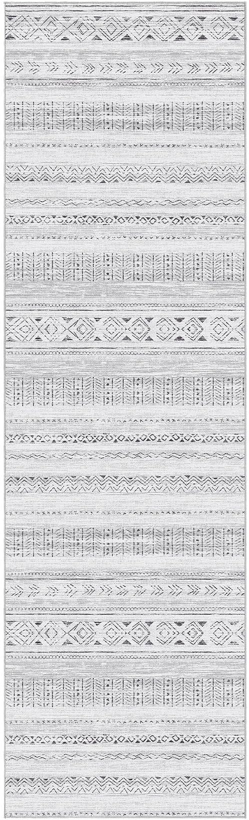 cotiled Hallway 2.6x8 Runner Rugs Washable Boho Rug Dark Grey | Stain Resistan Indoor Carpet for Entryway Kitchen Laundry Room Bedroom