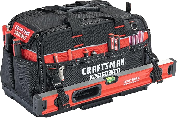 CRAFTSMAN VERSASTACK XL Tool Bag, 22.5”, Durable Polyester, Black and Red (CMST21450)
