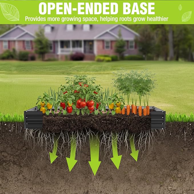 WORKPRO 2PK 7.5x4x1ft Outdoor Galvanized Raised Garden Bed, Rust-Resistant Planter Raised Beds for Vegetable, Flowers, Herbs, Black