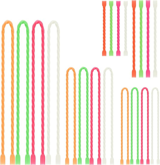 TRIPLE DEER 20Pcs 3-24 Inch Silicone Cable Ties Colorful Reusable Steel-Core Silicone Twist Gear Tie Straps for Bundling and Organizing, Bendable Holder Strap for Indoor and Out All Purpose