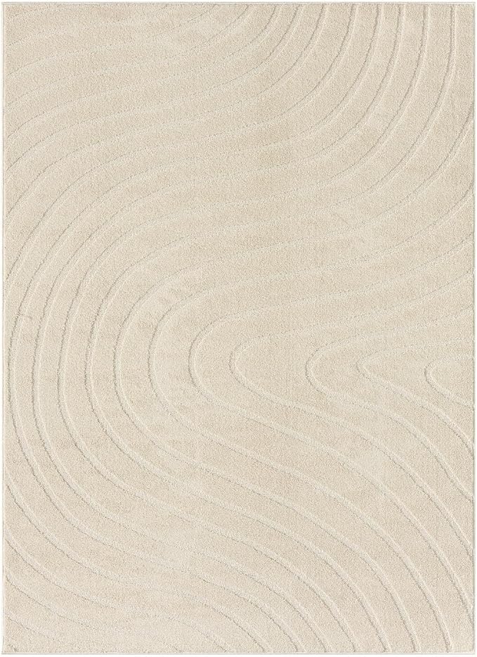 LUXE WEAVERS Modern Geometric Wave Cream 6x9 Area Rug