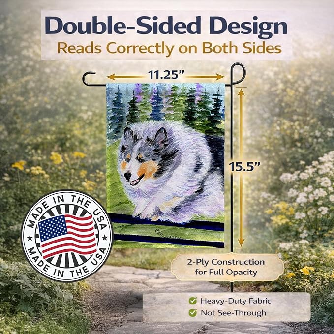 Caroline's Treasures SS8305GF Sheltie Garden Flag Mailbox Flag Decorative Yard Flag Banner Outside Patio Artwork Yard Flower Beds, Garden Size, Multicolor