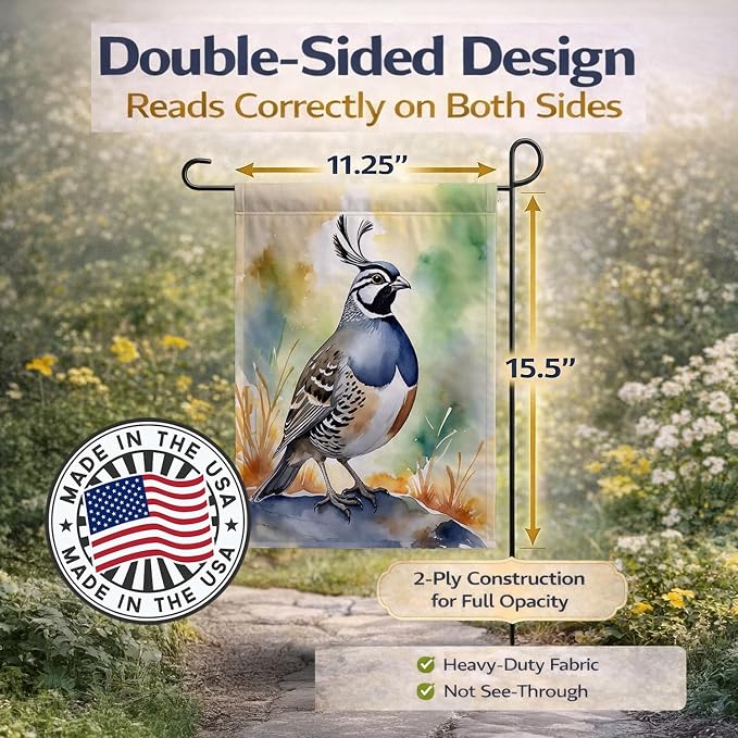 Caroline's Treasures California Quail Garden Flag Mailbox Flag Decorative Yard Flag Banner Outside Patio Artwork Yard Flower Beds, Garden Size, Multicolor