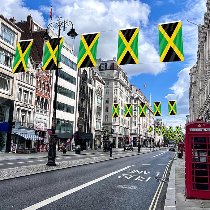 AhfuLife Jamaica Flag Jamaican Flag 3x5 Ft, Large Jamaica National Flags for Outside - Double Side with Brass Eyelets for Jamaican Party Decorations, Bar Garden Street Decoration Indoor Outdoor