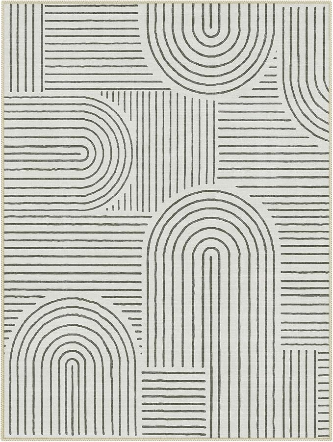Lahome Abstract 9x12 Area Rugs for Living Room, Grey Soft Washable Rugs