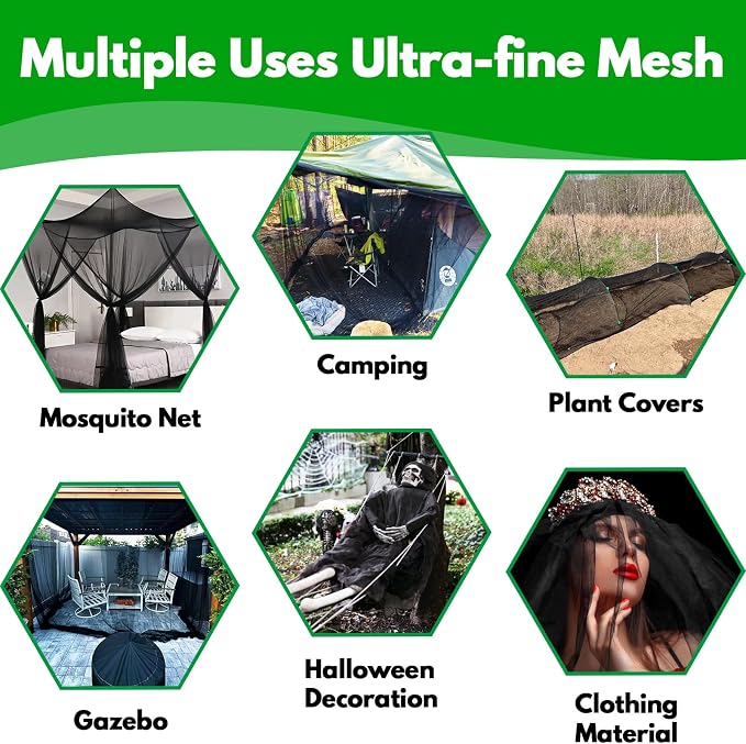 2 Pack 10 x 20 FT Mosquito Netting,Garden Mesh Netting Barrier,Balcony Privacy Screen Plant Covers for Patio Vegetables Fruits Flowers Protection