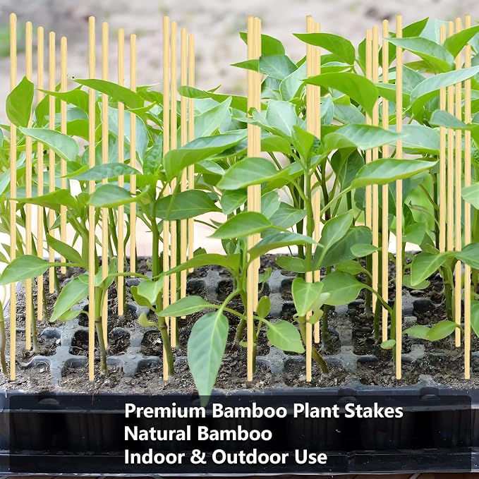 125 Pack 17.5'' Natural Bamboo Plant Stakes, Wood Plant Supports, Wood Garden Sticks for Plants Tomato Floral Potted, Wooden Sign Posting Garden Sticks – More Sizes 17.5"/24"/30"/36"