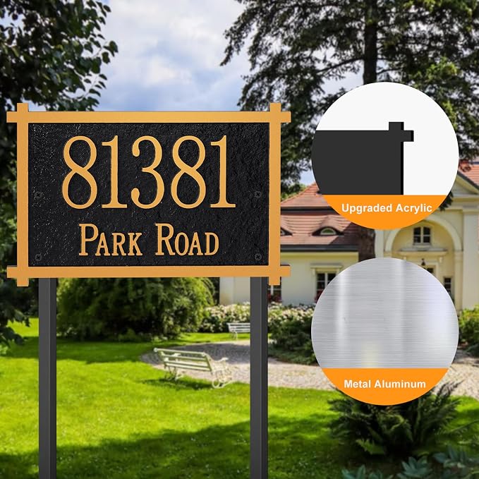 Customizable Address Sign - LAWN MOUNTED Plaque Outdoor House Number Ideal for Home and Garden Décor Style 5