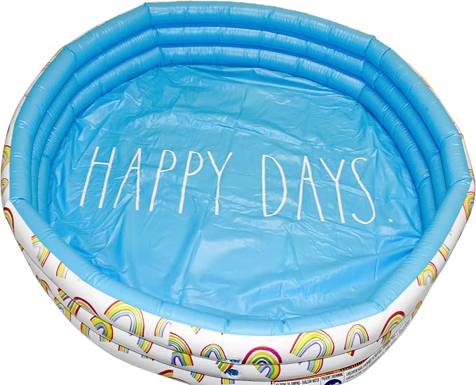Rae Dunn x CocoNut Float Mini Pool with Rainbow Graphics, Happy Days Theme | Inflatable swimming pool for kids, splash design, easy setup, great backyard fun, durable, perfect for summer parties