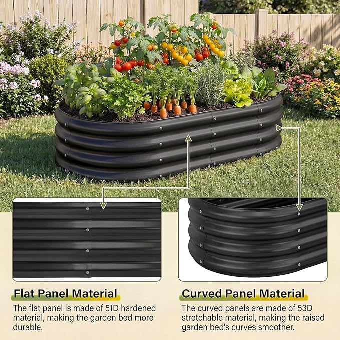 Land Guard 2Pcs 8ft Galvanized Steel Raised Garden Bed, 8 x 4 x 1 ft Large Metal Raised Planter Beds, Raised Garden Bed for Vegetables, Grey
