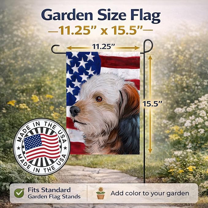 Caroline's Treasures CK6450GF Bosnian Coarse-haired Hound American Flag Garden Flag Mailbox Flag Decorative Yard Flag Banner Outside Patio Artwork Yard Flower Beds, Garden Size, Multicolor