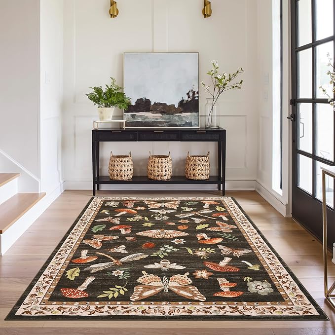 ROYHOME Mushroom Rug Black
