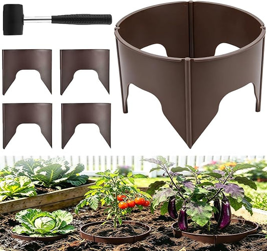 24 Pieces Planting Grow Rings, 7.8-15.16in Adjustable Round Plant Support Rings, Brown Plant Rings for Outdoor Plants – Blocks Pests & Retains Soil Moisture