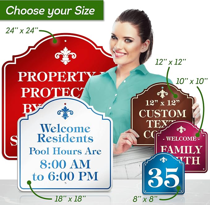 Custom Sign, Customized for Outdoor/Indoor Use, Personalized Designer Style Sign, 10x10 Inch, 24 Colors, Rust-Free Thick AlumaBond - Made by: My Sign Center, USA (Florolex I - Contour)