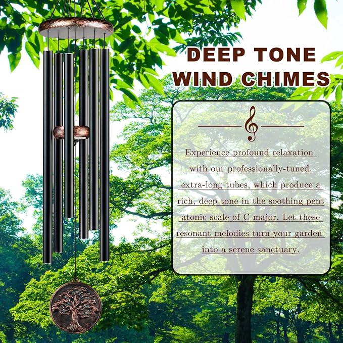 Large Wind Chimes for Outside, 48" Vintage Tree of Life Deep Tone Wind Chime Outdoor Clearance with Heavy Tubes, Patio Porch Garden Decoration, Memorial Gifts for Women Men Mom